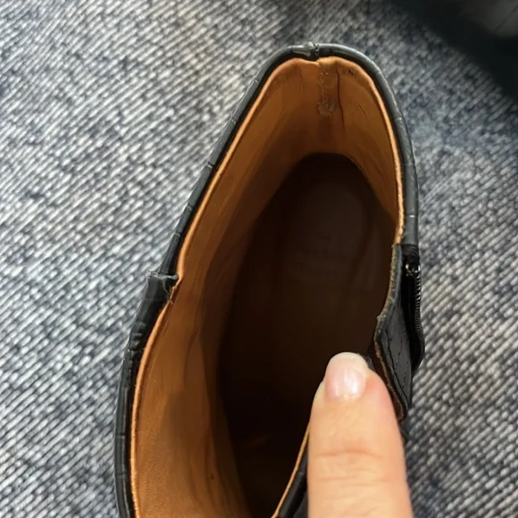 Sezane Black Croc-Embossed Ankle Boots - Picture 3 of 8